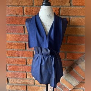 Metallic blue faux suede vests size S